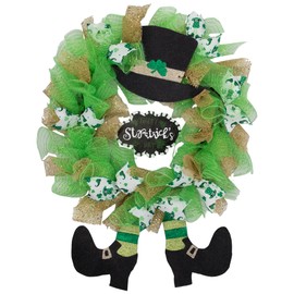 Northlight Happy St. Patrick's Day Ribbon Wreath with Leprechaun Hat - 24" - Unlit