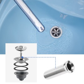 eMagTech 2-Piece Kitchen Sink Basket Strainer Screw Thickened Drain Strainer Screw 304 Stainless Steel Waste Screw M12×45mm for Sink Strainer