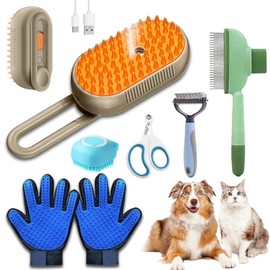 7 piezas Cepillo Para Perros,depilación Cepillo De Vapor Para Gato/perro,cepillo De Vapor Peine De Limpieza Guante Quita Pelo Para Mascotas Cortauñas 