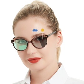OCCI CHIARI Photochromic Bifocal Reading Glasses Womens Round Blue Light Blocking Readers 1.0 1.5 2.0 2.5 3.0 3.5 4.0 (Tortoise +150)
