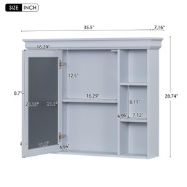 Udorich Wall-Mounted Bathroom Storage Cabinet with Mirror, Ample Space for Comfort & Organization, 35'' x 28'', Blue