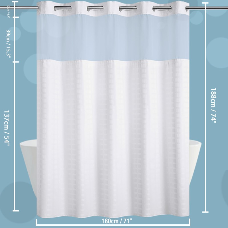 Conbo Mio No Hook Shower Curtain with Snap in Liner