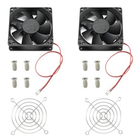 Paquete de 2 ventiladores DC de 80 mm x 25 mm, ventilador de refrigeración de 12 V para gabinete de computadora, ventilador de refrigeración sin escobillas de 2 pines