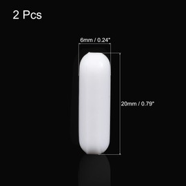 sourcing map Magnetic Stirrer Mixer 20 mm (0.79 Inch) Cylinder Shape PTFE Coating Magnet White for Laboratory Pack of 2