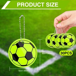 Bettinay 30 PCS Football Party Bags Fillers, Reflector Football Keyring for Boys Kids Gift