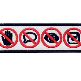 Service Dog No Touch No Talk No Stare No Photo Sign Vests/Harnesses Emblem Embroidered Fastener Hook & Loop Patch, Red & Black