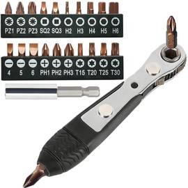 36 Tooth Mini Ratchet Screwdriver and Wrench Set, 22in1 Reversible Right Angle Screwdriver, Small 90 Degree Ratchet Screwdriver with S2-Alloy Steel Bits, Bendy & Offset Screwdriver Mens Tools Gift Set