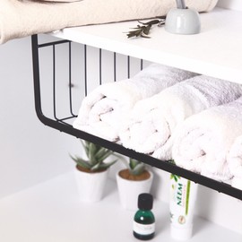 Space utilization hanging shelf 1+1 under shelf sink shelf pantry storage shelf, under shelf black medium 2P / 공간활용 걸이식 선반 1+1 언더선반 싱크대선반 펜트리수납선반, 언더선반블랙중2P