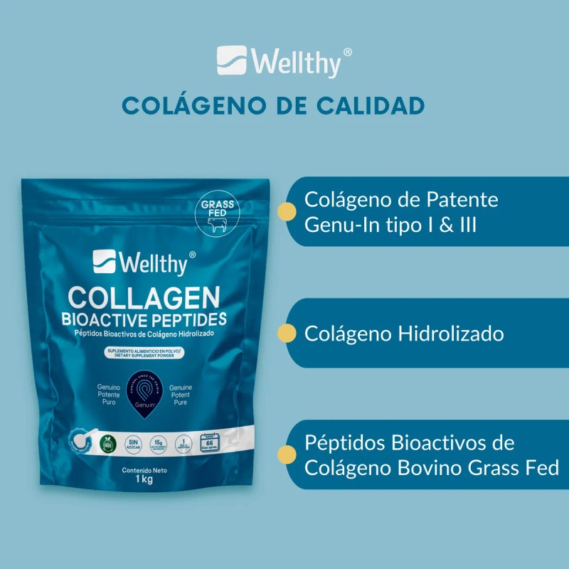 Péptidos Bioactivos De Colágeno Hidrolizado 1kg Wellthy Sin Sabor