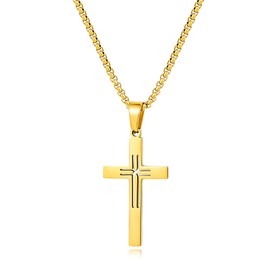 Jekvill 14k Gold Plated Cross Necklace for Women and men – Hollow Cross Pendant, Christian Gifts Perfect for Baptism, Easter Basket Fillers, First Holy Communion