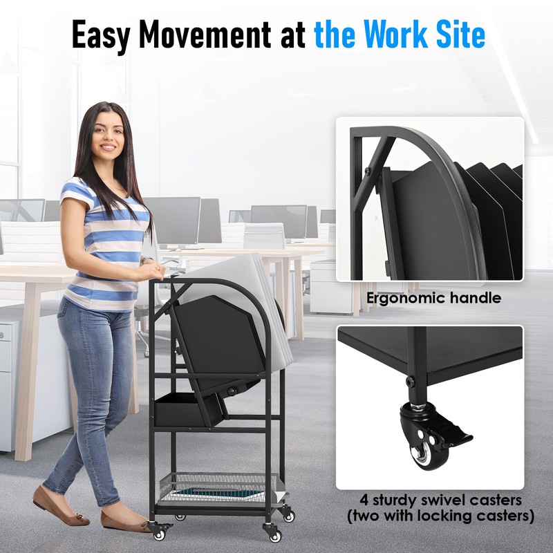 Gtouse 2 Tier Open Laptop Charging Cart with Wheels, 10