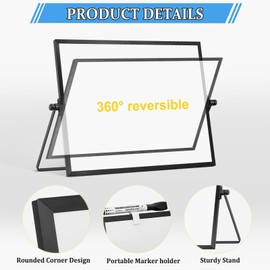 AMUSIGHT Dry Erase Magnetic White Board, 16" x 12" Black Framed Double-Sided Desktop Whiteboard with Stand, Portable Small Whiteboard Set for Drawing, Office, Home, School