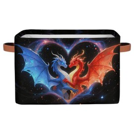 Nursery Decor Laundry Hamper Basket - Blue Red Dragon Collapsible Rectangle Shelf Closet Organizer Bins - Kids Dirty Clothes Basket for Bedroom,Bathroom,Toy Bin,Gift Basket