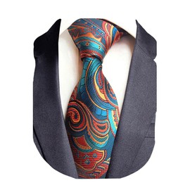 GUSLESON Mens Floral Tie Fashion Necktie for Wedding Party (0694-05)