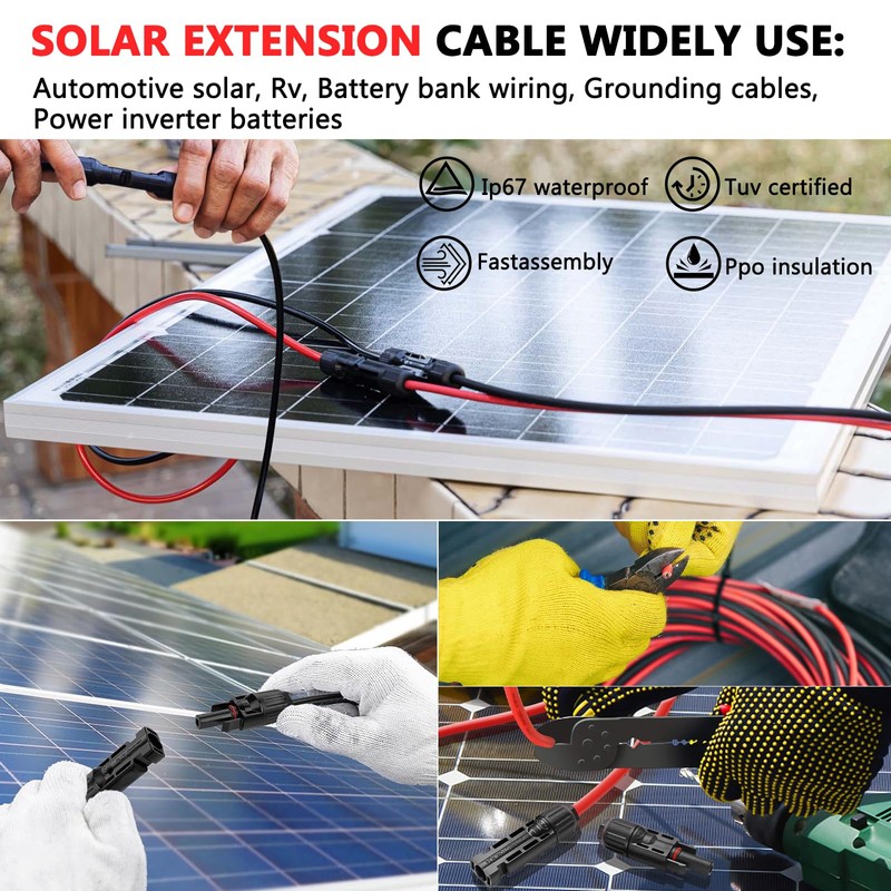 Vansdon 2x20 Feet Solar Panel Extension Cable, 10AWG Solar Cable,