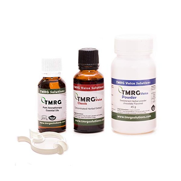 TMRG Powerful Vocal Recovery KIT-Normal (15ml Drops + 45gr Powder + 10ml Oil +Clip) Professional Vocal Cord Remedy 100% Natural Herbal Voice Supplement for Sore Throat Hoarse Voice Hoarseness