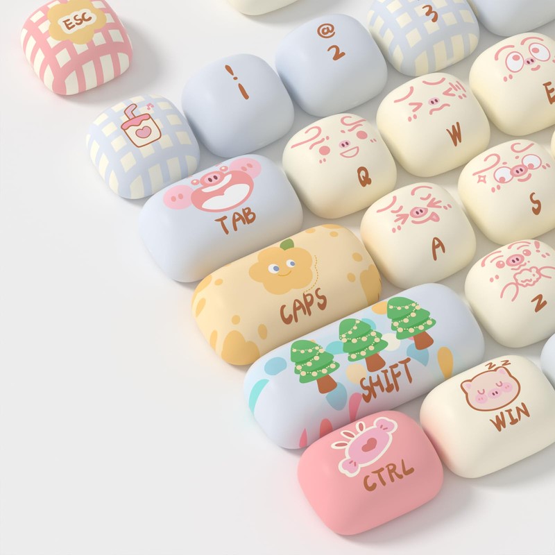 Akko PBT Keycap Set, Piggy Party Keycaps MOG Profile 139-Key