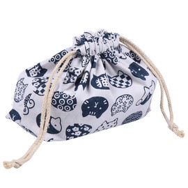 ledmomo Lunch Bag for Kids, Double Layer, Thick, Japanese Style, Cat Pattern, Storage Bag, Cute