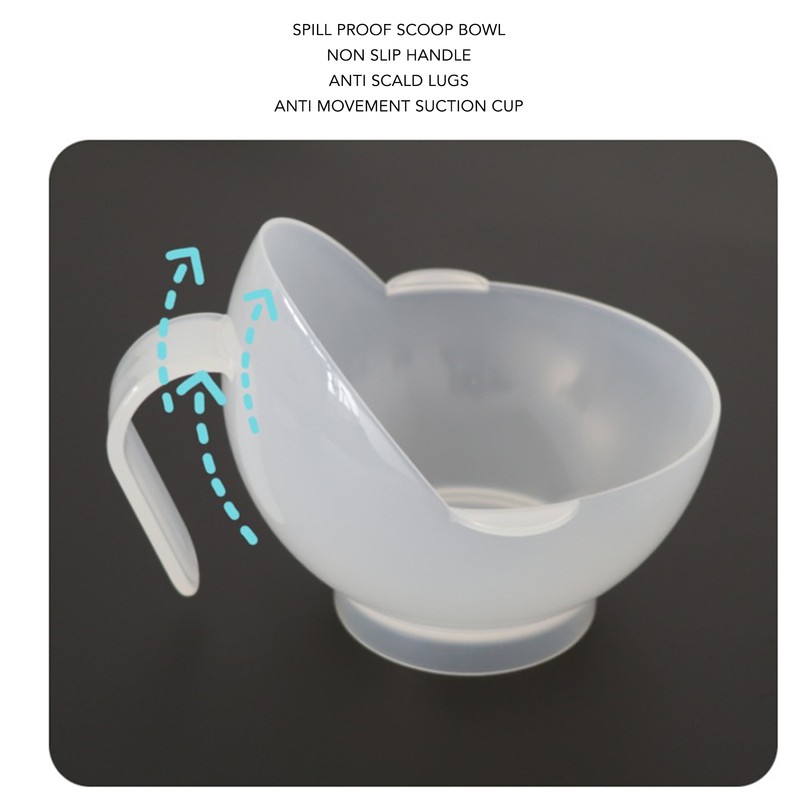 Spill Proof Scoop Bowl with Suction Base Adaptive Self Feeding