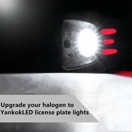 Yankok LED License Plate Lights for Tacoma 1995-2004 1st Gen N140 N150 N160 N170 N190 All Models Pickup 6500K Xenon White with Triple Red Tube Tag Lamp Assembly 2 Pack