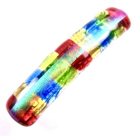 Dichroic Glass Hair Barrette - Small 2.5" / 65mm - Rainbow Blue Green Orange Gold Pink Teal Purple Aqua Verdigris Viridian Striped Stained Glass Lines Rails Slide Ponytail Clip Hair Accessories