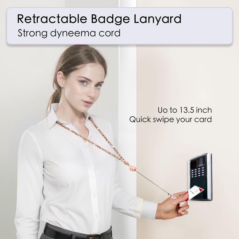 3 Pack Set Retractable ID Badge Holder with Bling Neck