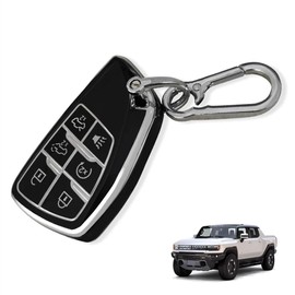 BestEvMod Key Fob Cover Compatible with Hummer EV Accessories Key Shells with Keychain TPU All-Around Protection Key Case, Black, Pickup