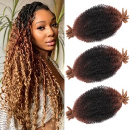 8inch Springy Afro Twist Hair 3 Packs Pre-Separated Braiding Hair Marley Twist Hair for Soft Faux Locs Short BOB Spring Twist Hair Kinky Twist Crochet Hair for Women