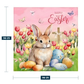 YeeJu Easter Throw Blanket Queen Size 90x90 Pink Rabbit Egg Blanket for Bed Couch Soft Cozy Fuzzy Plush Fleece Blanket Large Big Decorative Cute Spring Holiday Decorative Blanket 90 by 90