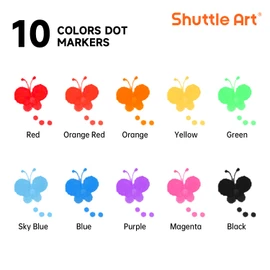 Shuttle Art Dot Markers, 10 Colors Washable Markers for Toddlers,Bingo Daubers Supplies Kids Preschool Children, Non Toxic Water-Based
