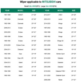 Windshield Wiper for Mitsubishi Diamante 1992-1996 | Mirage 1993-1996,20"+19" Replace Front Windshield Wiper Blades J&U-hook (2-Pack)