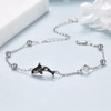 POPLYKE Sterling Silver Killer Whale Orca Beaded Adjustable Bracelets Jewellery