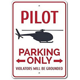Tin Sign For Pilot Parking Metal Signs Vintage Sign Poster Plaque Home Deocr Funny Gifts 8 X 12, Pilot Gift, Pilot Decor, Helicopter Gift