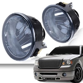 PIT66 Front Bumper Fog Lights Compatible with 2006-2010 Ford F-150/2006-2008 Lincoln Mark LT Left/Right Bumper Driving Fog Lamps Accessories with Bulb Smoky Lens, faros antiniebla Halogen