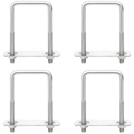 4 PCS 304 Stainless Steel U-Bolts,Square U Bolts with Hex Nuts and Plates (M6 x 80 x 50mm)