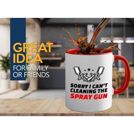 Car Painter 2Tone Mug 11oz Red -cleaning spray gun - Automotive Car Detail Car Collector Artist Mechanics Decorator Auto Painter Detailler Dad