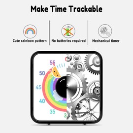 Secura 60-Minute Visual Timer, 7.5 Inch Magnetic Rainbow Countdown Timer for Classroom or Kitchen, Durable Mechanical Timer Clock with Magnetic Backing (Black & Sun)
