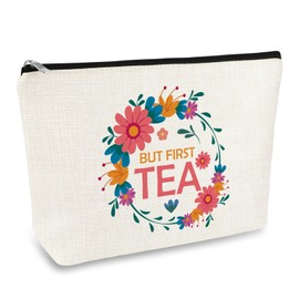 Tea Lovers Gifts for Women Makeup Bag Tea Drinkers Gift Best Friend Friendship Gifts for Her Cosmetic Bag Birthday Christmas Retirement Gifts for Colleagues Teachers Aunt Mother Grandma Travel Pouch