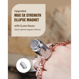 Jecanori 5X Strength Magnetic Copper Bracelet for Women —Updated 5,000 Gauss Ellipse Magnets — Premium Butterfly Clasp & Adjustable Length,Gold Rose Four-leaf Clover