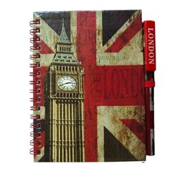 Stationary A6 Union Jack Notebook Pen - UK Flag Notepad Pen Set - Wire-bound Notepad - London Souvenirs Memo Book - British Souvenir Notebook & Pen UJ UK Gift Set