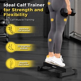 Upgraded Calf Raise Bar for Home Gym Workouts, Standing Calf Raise Machine for Calf Stretching, Squating, Foot Stretching, Anti-Slip Solid Calf Block, Ankle Calf Stretcher. (Black)