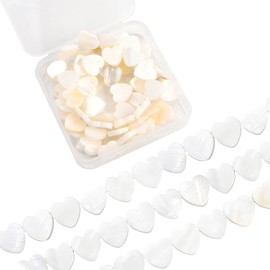 SUNNYCLUE 1 Box About 60Pcs 12mm Heart Shaped Shell Beads Flat Mother of Pearl Beads Bulk Hawaii Love Small Summer Ocean Beach Natural Seashell Loose Spacers for Jewellery Making Supplies DIY Crafts
