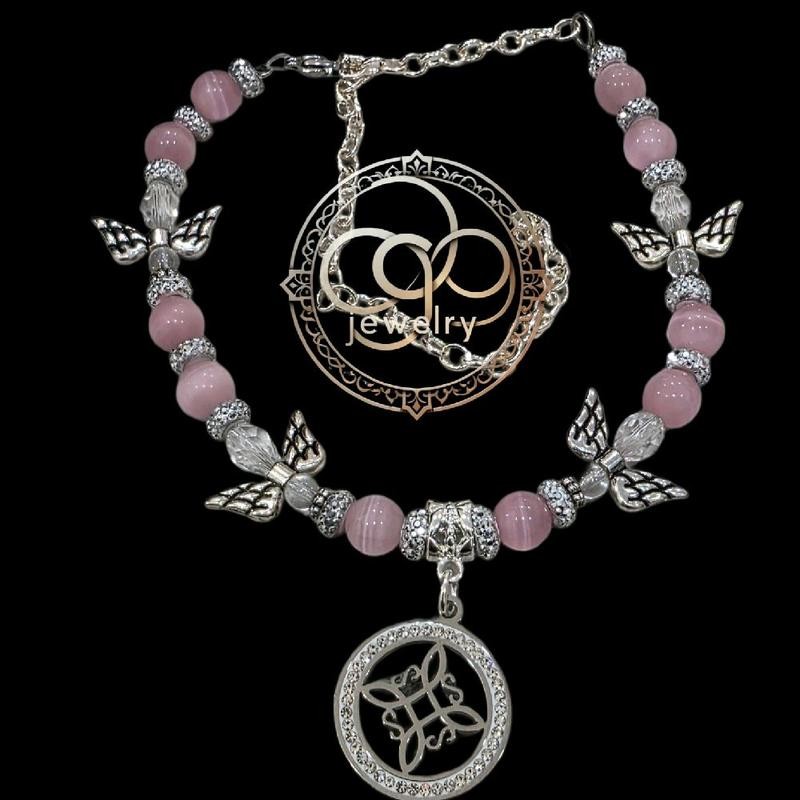 Ade pink cuarzo and angel witch knot bracelet amd anklet:_bracelet