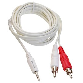 CablesOnline 6ft 3.5mm Stereo Male Plug to 2-RCA Male Audio Cable, White AV-006W