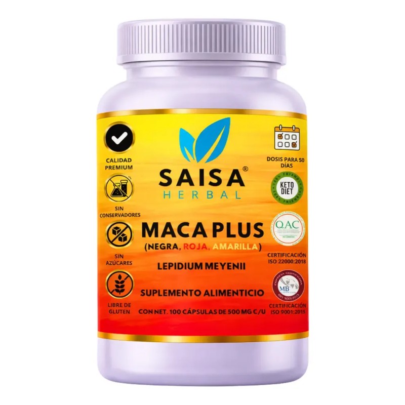 Maca Plus Maca Negra Maca Roja Maca Amarilla 100 cápsulas