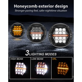 DOT Approved 1000% Bright 120W 7'' Motorcycles LED Headlight with Amber Turn Signal Compatible with Road King Road Glide Street Glide Electra Glide Ultra Limited Trike Heritage Softail Fat Boy Yamaha