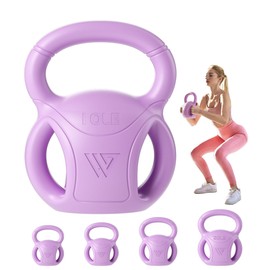 10 lb Kettlebell Weight with Three-handles for Russian Twists AB Exercise, Weightlifting and Core Training All-Purpose Fitness Exercise Home Gym [Purple]
