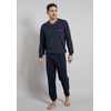 Götzburg Men's Cuffed Pyjamas, Long, Blue-dark plain, 58