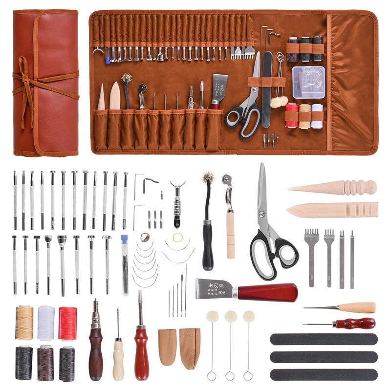 VEVOR Leather Working Tools Kit, 72 PCS with Portable Leather