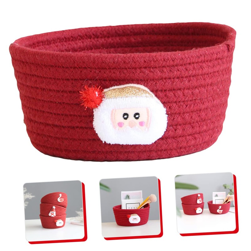 WHAMVOX Craftsmanship Christmas Storage Box Cotton Rope Baskets Woven Storage